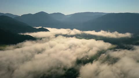 aerial footage beautiful nature norway over the clouds