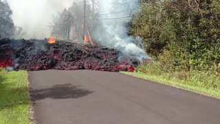 A'a Lava Flow Over Road