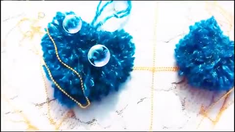 DIY Beautiful heart shape pompom - Perfect Heart pompom making video - how to make pompom of heart