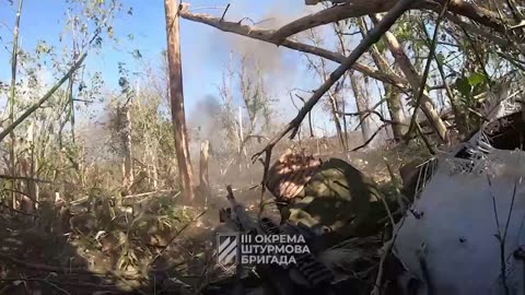 A Ukrainian military man was shot in his bulletproof vest during a battle near Bakhmut.