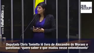 Deputada Chris Tonietto lê livro de Alexandre de Moraes e questiona: ‘quero saber o que mudou...