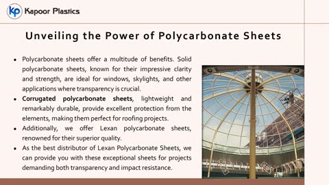 Kapoor Plastics: Your Reliable Supplier of High-Quality Polycarbonate Sheets
