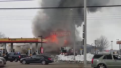 Fire at Loves truck Stop in Gary, IN