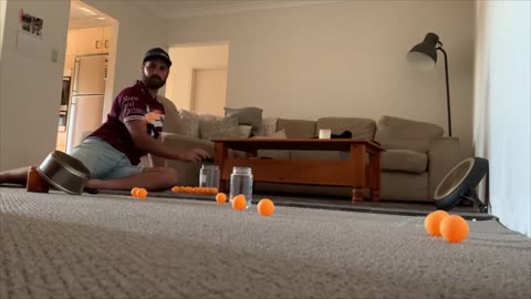 Guy Lands a Ping Pong Trick-Shot Bouncing off 2 Objects