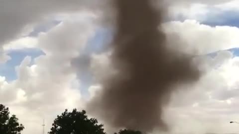 Person Witnesses Huge Dust Devil Across Road in New Mexico