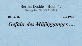 BD 3716 - GEFAHR DES MÜSSIGGANGES ....