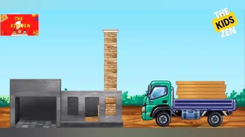 Bulldozer & Construction Trucks for Kids | Beautiful House with Garden Construction #thekidszen5