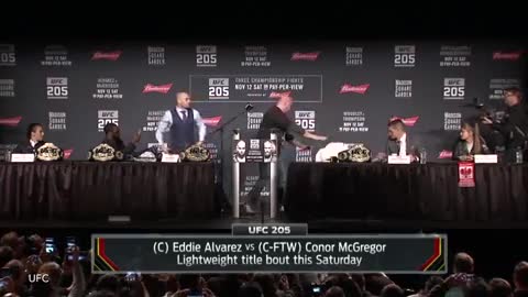 Conor McGregor Tries To Hit Eddie Alvarez with A Chair at UFC 205 Presser