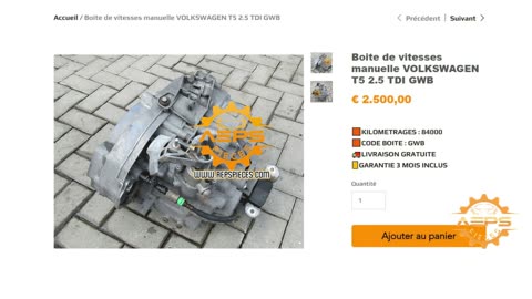 AEPSPIECES.COM - Boite de vitesses manuelle VOLKSWAGEN T5 2.5 TDI GWB