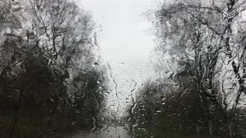 Raindrops Sliding Though The Glass