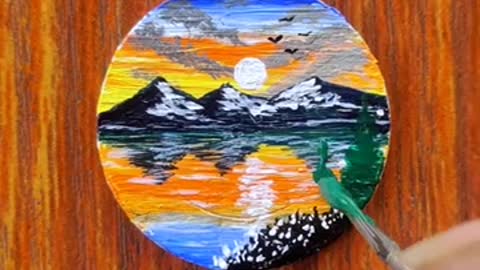 Sunset scenery painting on 10 RS coin _ Tutorial _shorts _art