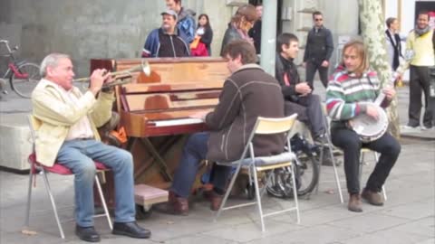 Street Performers Play Music - Barcelona, Spain
