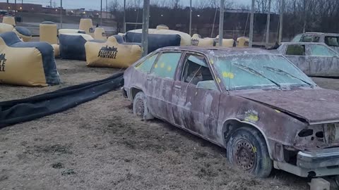 paintball course old cars