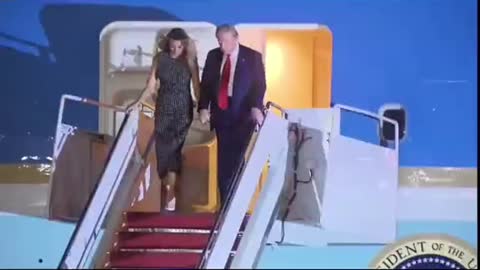 Trunp * Almost Gets Slipped from Plane Stairs
