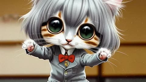 ✅Сute chibi kitty dancing. 3D animation. Futuristic Video. #cat #Fancy #animation #dance #cartoon