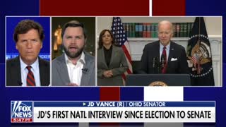 JD Vance joins Tucker Carlson for his first interview since being elected to Senate