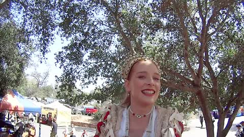 The Most Gracious Queen of Escondido Renaissance Faire, riding her favorite Giant Rocking Unicorn!