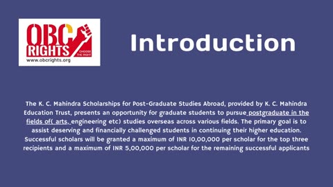 K. C. Mahindra Scholarships For PG students in India