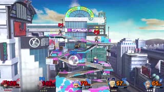 Roy and Captain Falcon vs Min Min and Cloud and Corrin on Moray Towers (Super Smash Bros Ultimate)