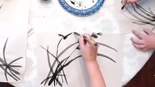 Sumie Brush Painting with Karen & Grace- Lesson 2 Painting Wild Orchid Flowers