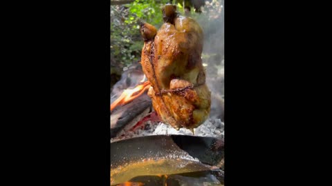 Roasted Chicken in Nature | Bushcraft Style Cooking