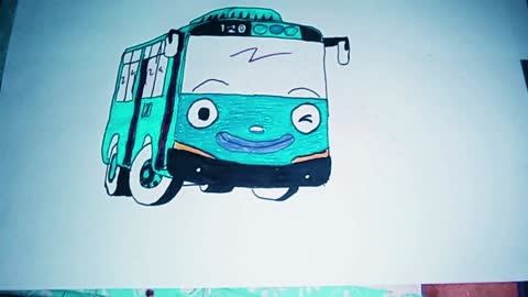 Little Bus Tayo Cool and Funny Drawing Coloring Page