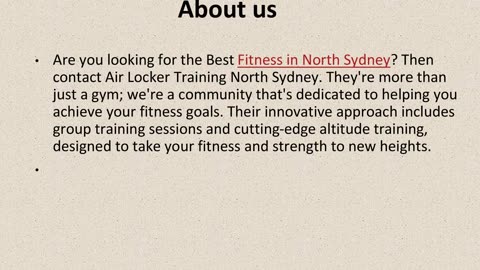 Get The Best Fitness in North Sydney.