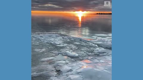 Ice sparkles on Long Island's Great South Bay.