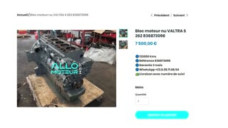 ALLOMOTEUR.COM - Bloc moteur nu VALTRA S 262 836873096