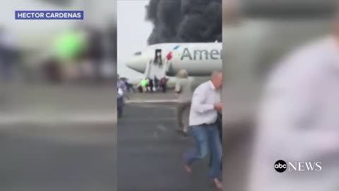 American Plane Fire | INSIDE the Plane Evacuation [RAW VIDEO]