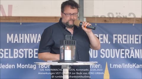 Anmerkungen VEIT GÄHLER nach Rede JÖRG URBAN - BAUTZEN, Kornmarkt, 22 05 2023, 120. MAHNWACHE 🕊