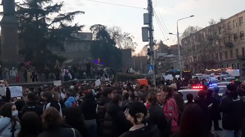 Tbilisi Protest day III students are gathering near Rustaveli metro station