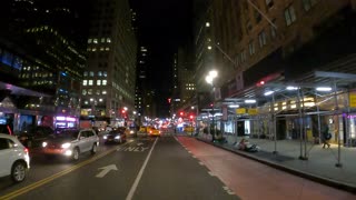 Driving Thru On Around 01-14-2022 42 Street Time Square New York NYC Manhattan Night 4K - 02 of 02