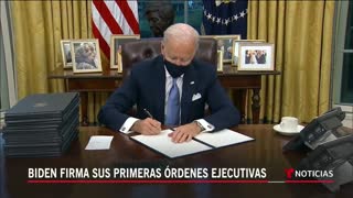 Joe Biden firma sus primeras órdenes ejecutivas _ Noticias Telemundo