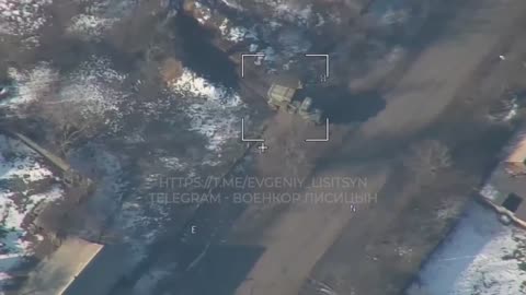 Russian Lancet kamikaze drone hits Ukrainian Grad Launcher