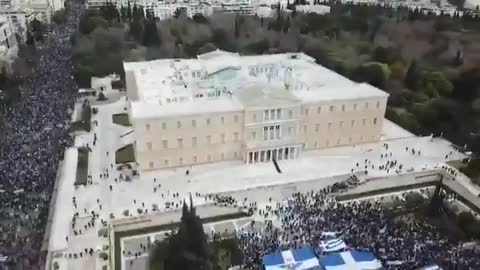 Aerial View of Vaccine Passport Protest in Greece (7/14/21)