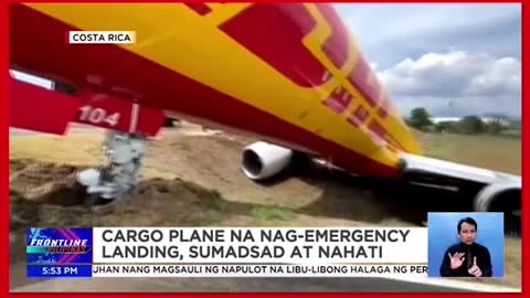 Cargo plane na nag-emergency landing,sumadsad at nahati