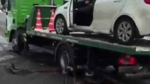 Russian guy wrecks his car