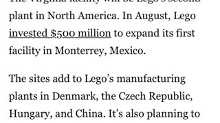 Lego is building its first US manufacturing facility!