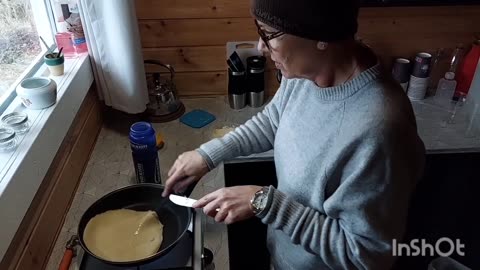 Pancakes at the cabin.