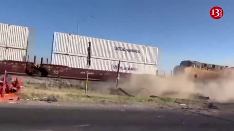 Video shows moment speeding train crashes into a truck in Texas