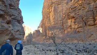 hiking up to the rocky plateau