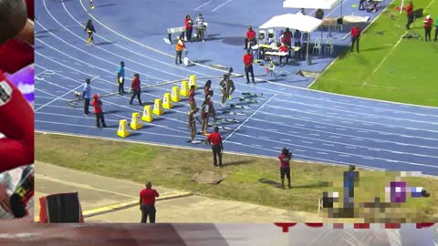 Jamaica women 100m heat National Senior Championships 2022 featuring Olympic Champion