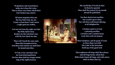 Psalm 51 v1-12 of 19 "After thy loving-kindness, Lord, have mercy upon me" To the tune St Kilda