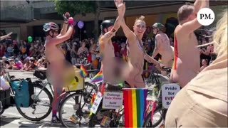 Naked men on bikes in front of kids at Seattle Pride