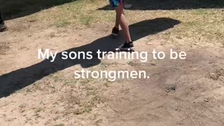 My young sons Training to be strong men