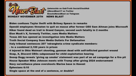 Monday, November 20, 2023 News Blast