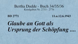 BD 2771 - GLAUBE AN GOTT ALS URSPRUNG DER SCHÖPFUNG ....