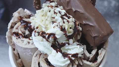 Snickers Chocolate Bars And Shake Ice Cream Rolls Street Food |