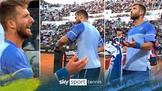 Novak Djokovic struck by bottle after easing to third round past Corentin Moutet